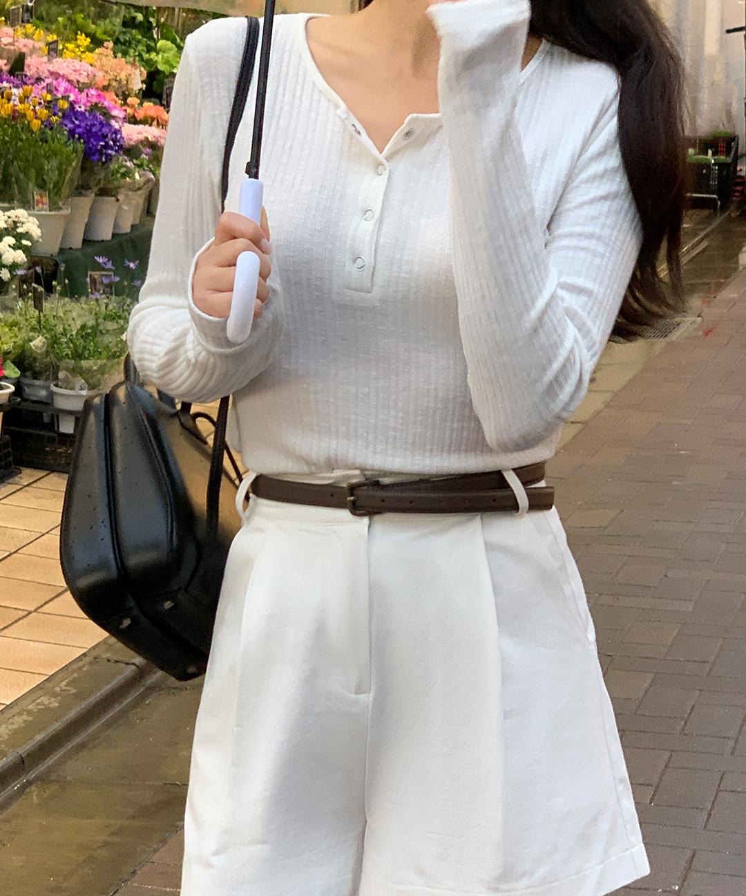 케이클럽 [자체제작/S-XL]#봄🌷 이즈 데일리 버튼 골지 긴팔 티 (기본티/이너티/긴팔티/데일리룩/출근룩/개강룩/레이어드/골지티)
