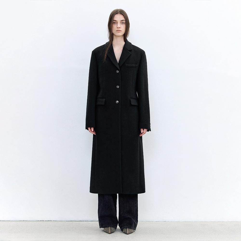 캐시미어 싱글 맥시 코트 BLACK