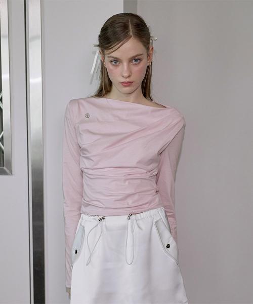 Drape Off Shoulder Long Sleeve [Pink]