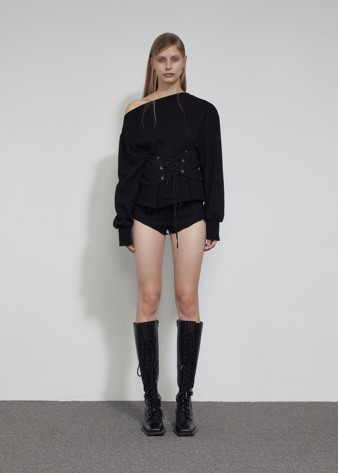 CORSET SWEATSHIRT, BLACK