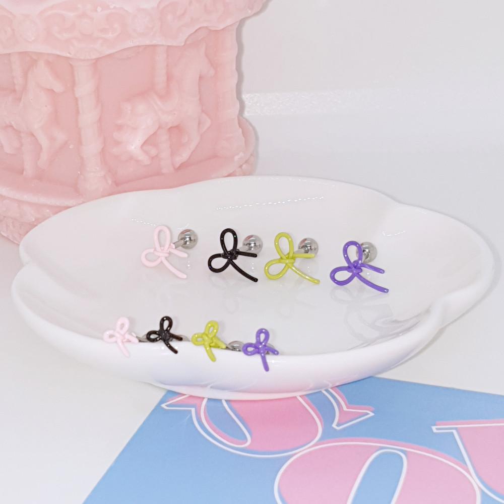 컬러 슬림 리본피어싱 (4color)