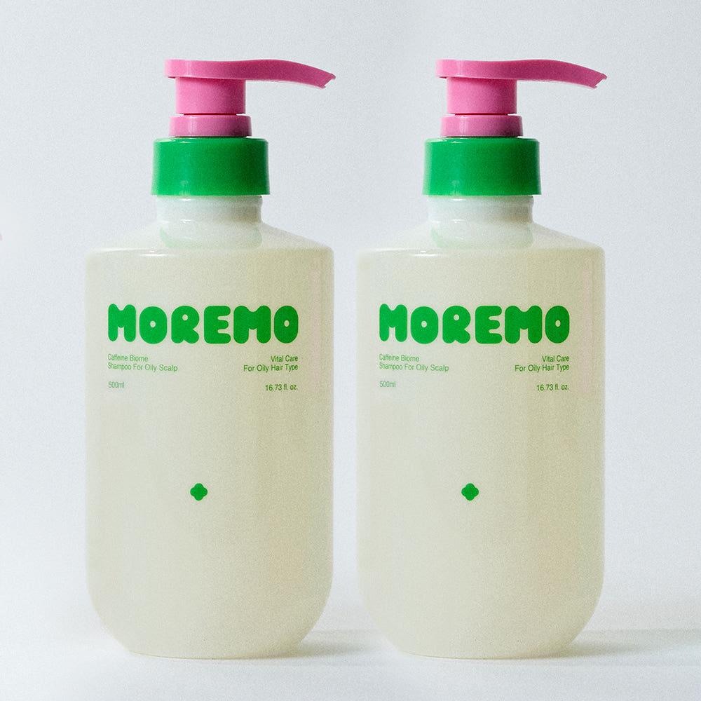 NEW 모레모 카페인 바이옴 탈모완화 샴푸 지성용 500ml 더블세트 2개