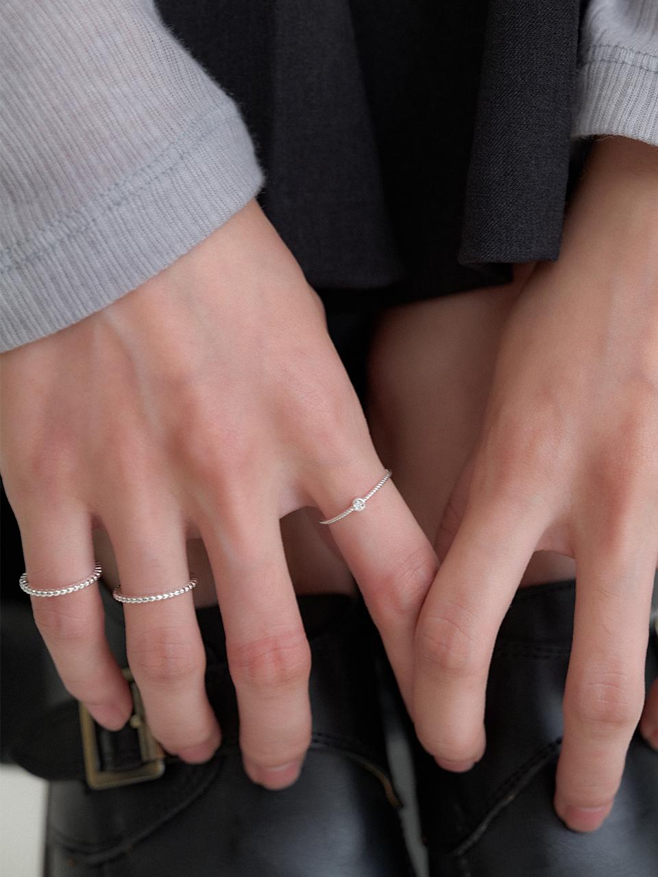 오블라 mini dewy ring_cubic set (2PCS) JR002