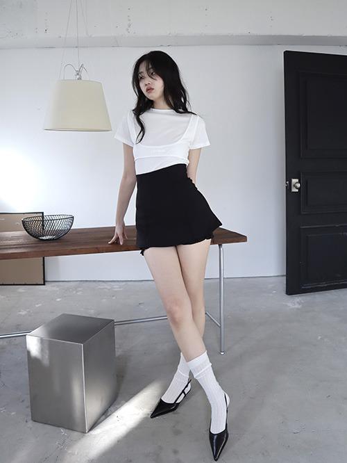 클라따 black high skirt pants