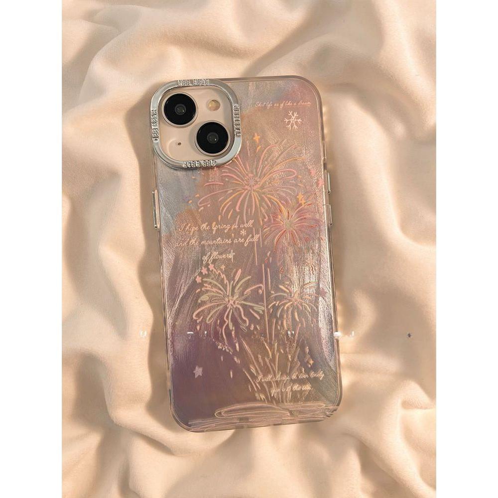 하나비 아이폰 케이스 폭죽 핑크 펄 실버