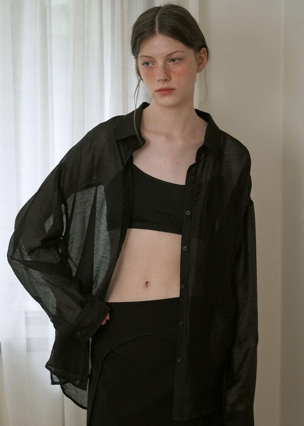 See-Through Loose-Fit Shirt (Black)