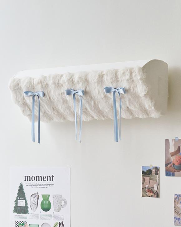 [프리오더] 몽글몽글 밍크 퍼 벽걸이 에어컨커버 라떼 플레인