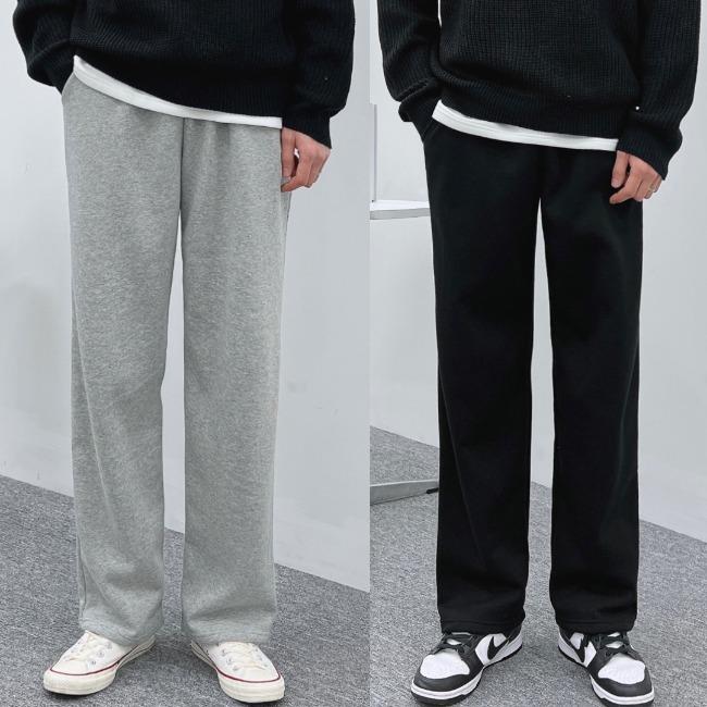 [당일출고] 1+1 데일리 와이드 밴딩 면 트레이닝 바지 팬츠 4648