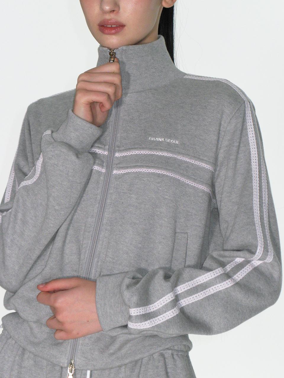 LACE LINE TRACK JACKET_MELANGE GREY