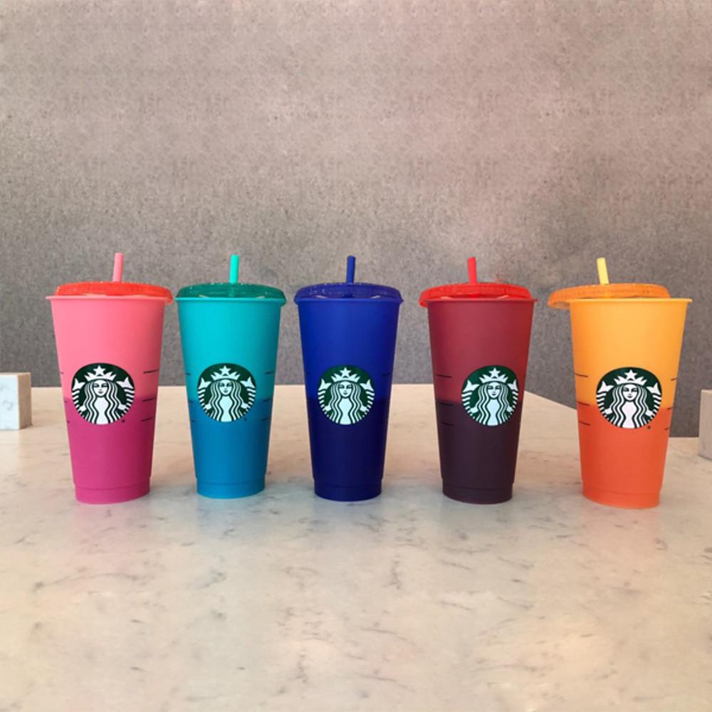 스타벅스 리유저블 텀블러 컬러체인지 콜드컵 710ml 5세트 컬러체인징 빨대텀블러