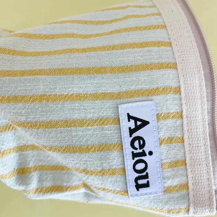 Aeiou Basic Pouch (M size) Stripe Crayon Yellow
