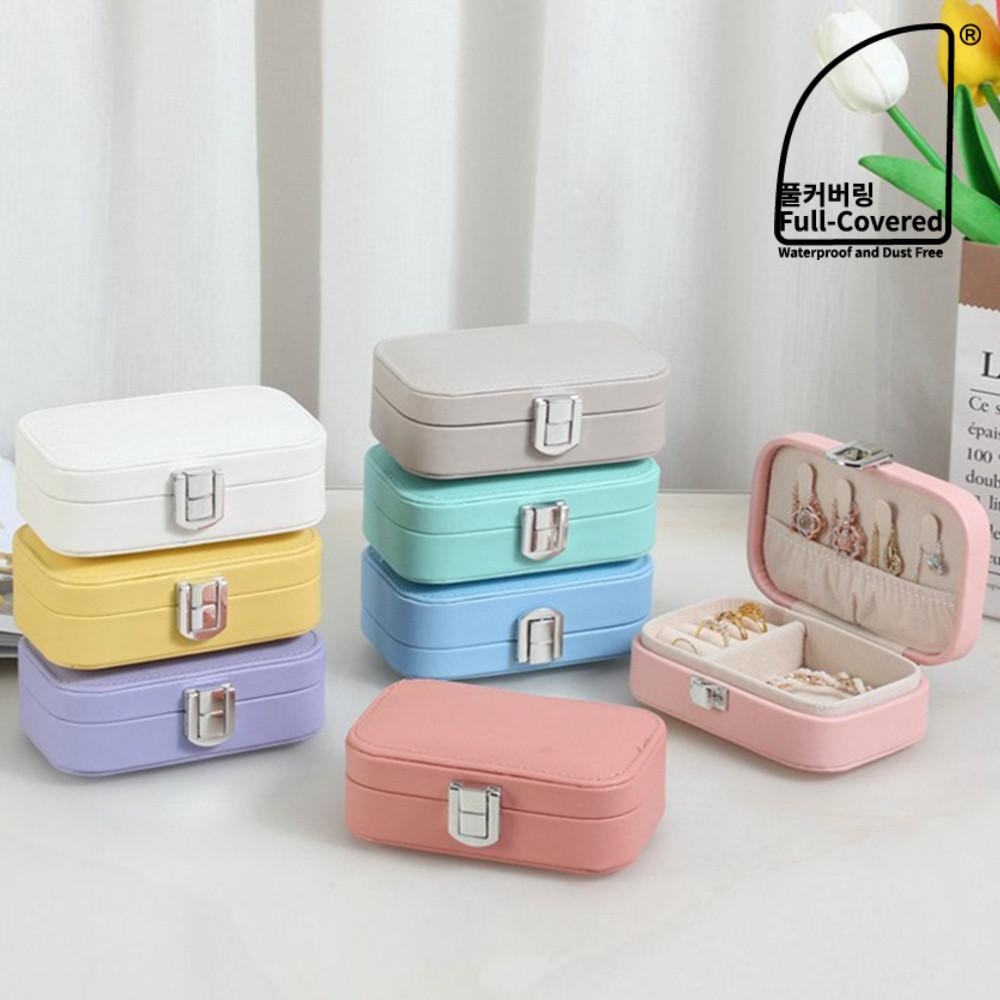 풀커버링 미니 파스텔 악세사리 보관함 보석함 여행용 귀걸이 반지 팔찌 시계 립스틱 케이스