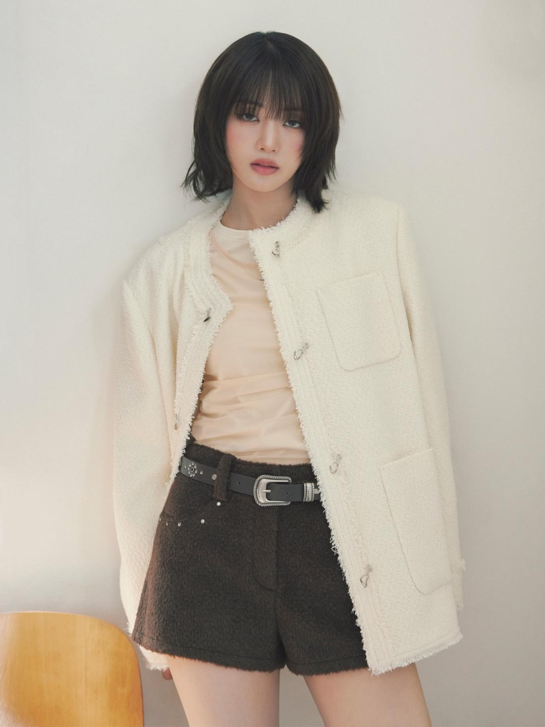 Trimmed Hook Midi Tweed Jacket VW5AJ230_2color