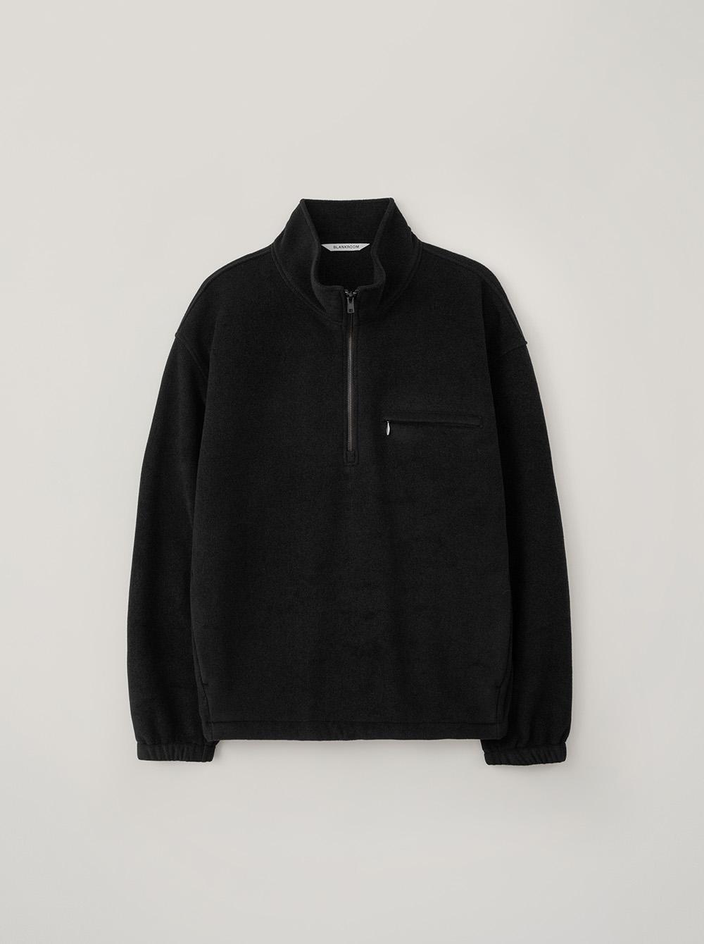 RUSTIC FLEECE HALF ZIP_BLACK