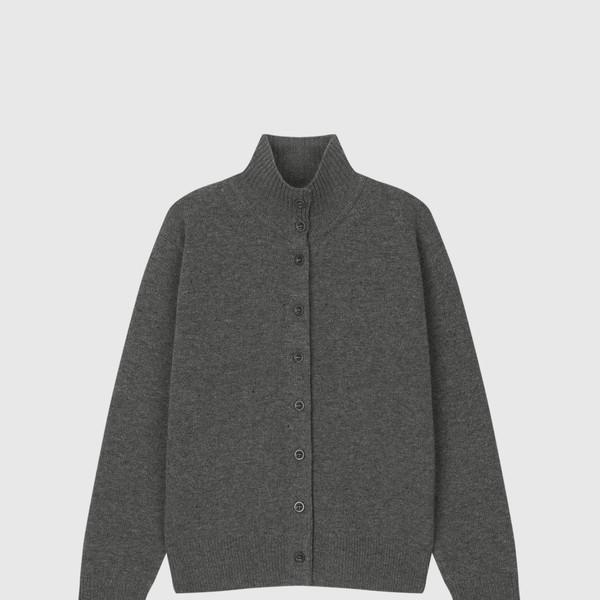 Cashmere Button Up Cardigan (Charcoal)