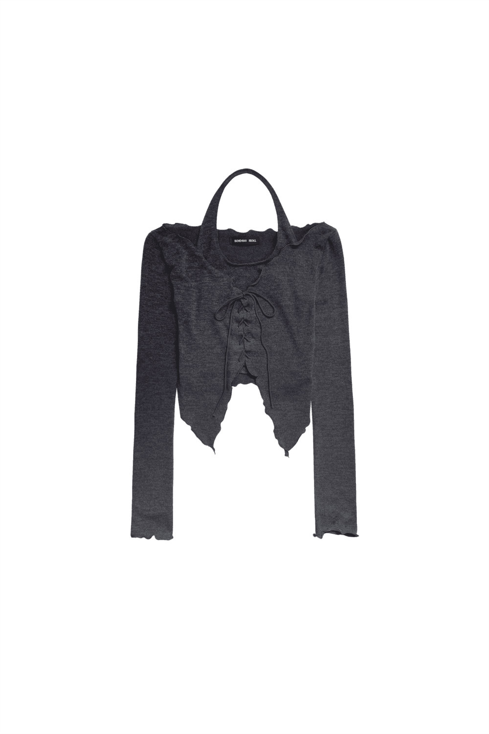 layered knit top in charcoal