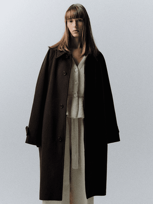 오버핏 캐시미어 발마칸 코트 브라운