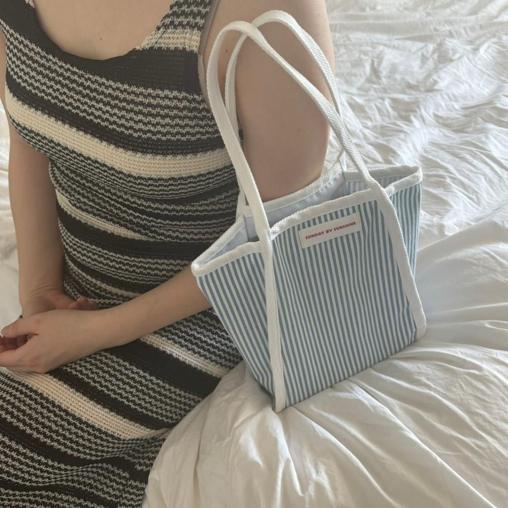 선데이바이선샤인 여성 스트라이프 미니 토트 가방