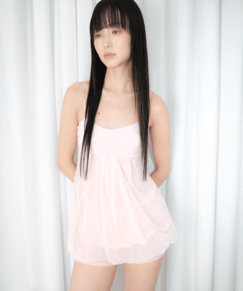 메쉬 플러프 미니 탑 *페어리 핑크