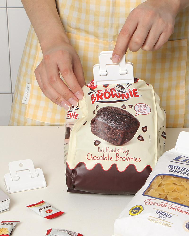 꽉잠금 시리얼 과자봉지 밀봉집게 클립 2P 세트 로망키친