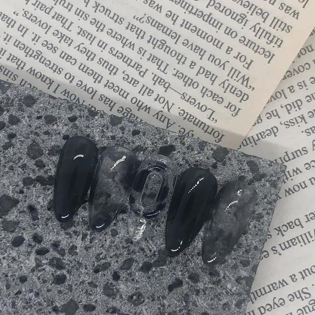 🤍인기최고🤍*빠른발송*블랙 마블 도넛 수제네일팁/마블네일/블랙네일/덩어리네일