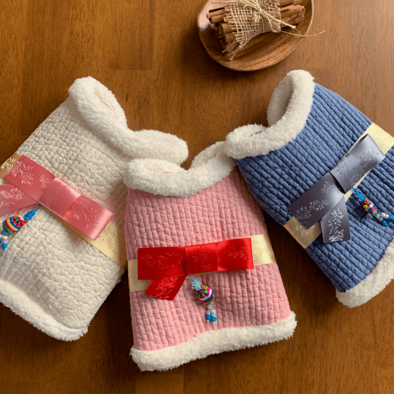 명절 털 누비 고급 배자 S / 강아지옷 한복 명절