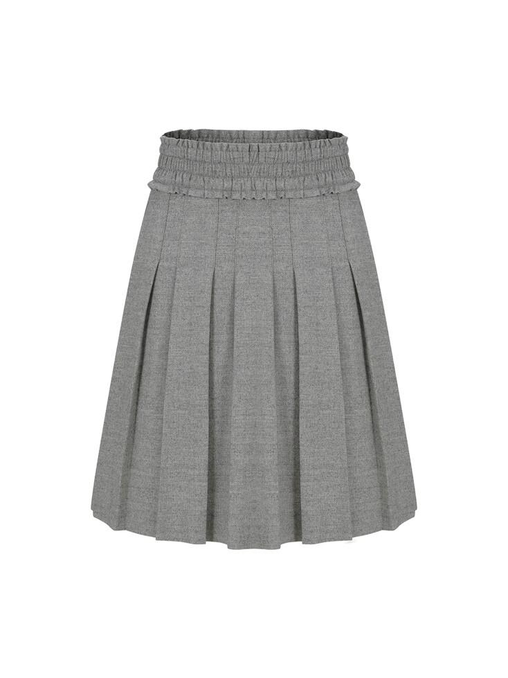 FRILL PLEATS SKIRT Melange Gray