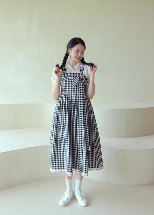 고방체크 말기원피스