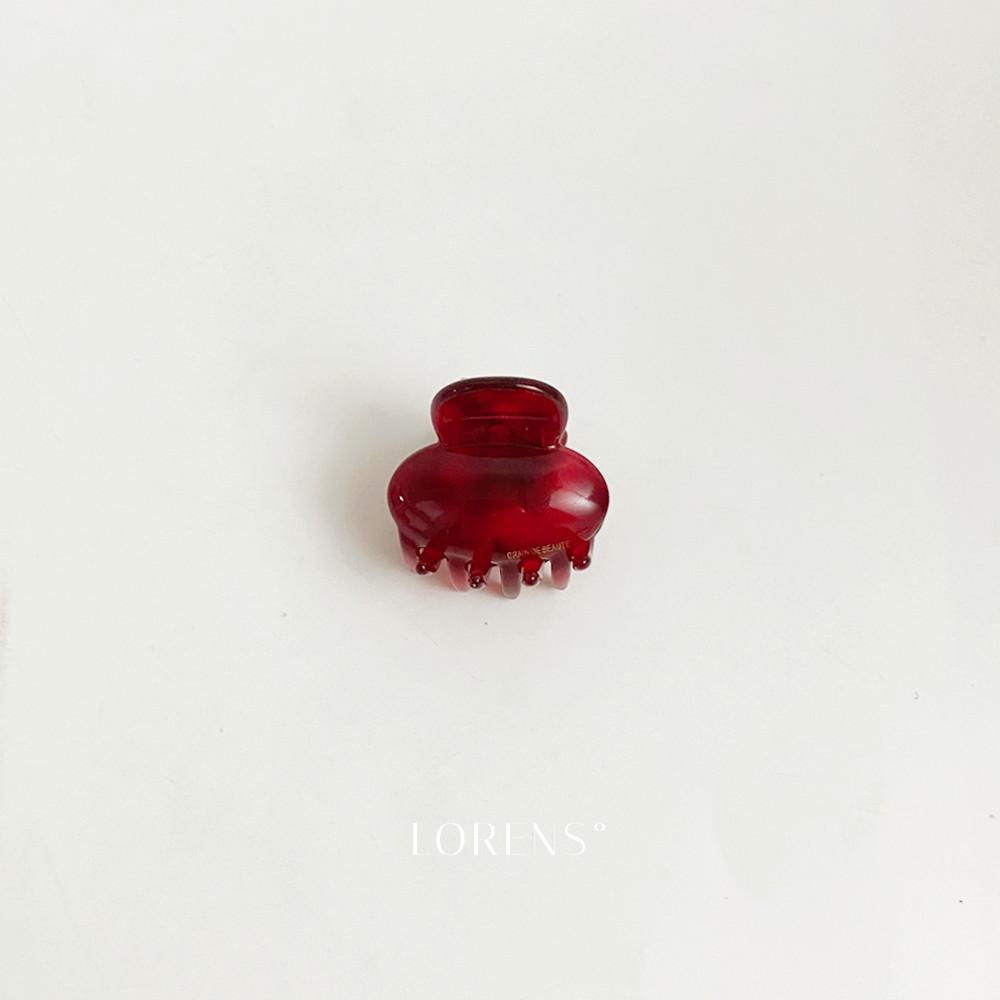 로렌스 그랭드보떼 아즈나브르 미니 레드 호피 라운드 셀룰로오즈 포인트 바렛 헤어 집게핀