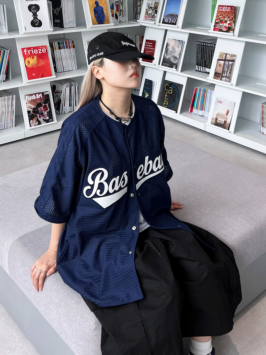 [ Unisex ] 메쉬 베이스볼 반팔 셔츠 3C