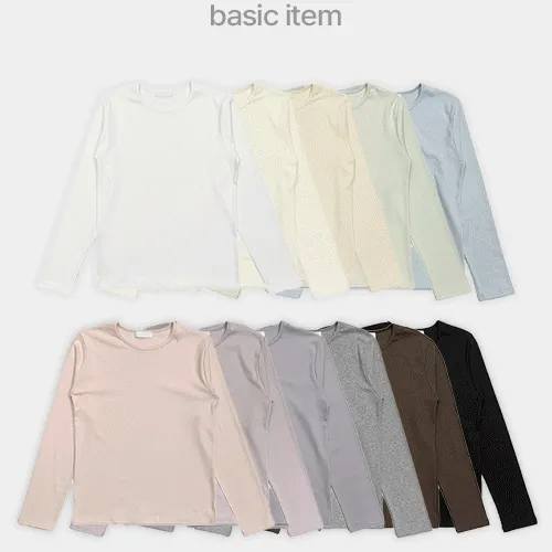 미로 베이직 라운드 긴팔 티셔츠