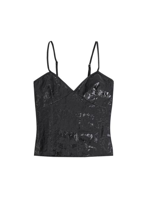 METALIC BACK OPEN SLEEVELESS #BLACK