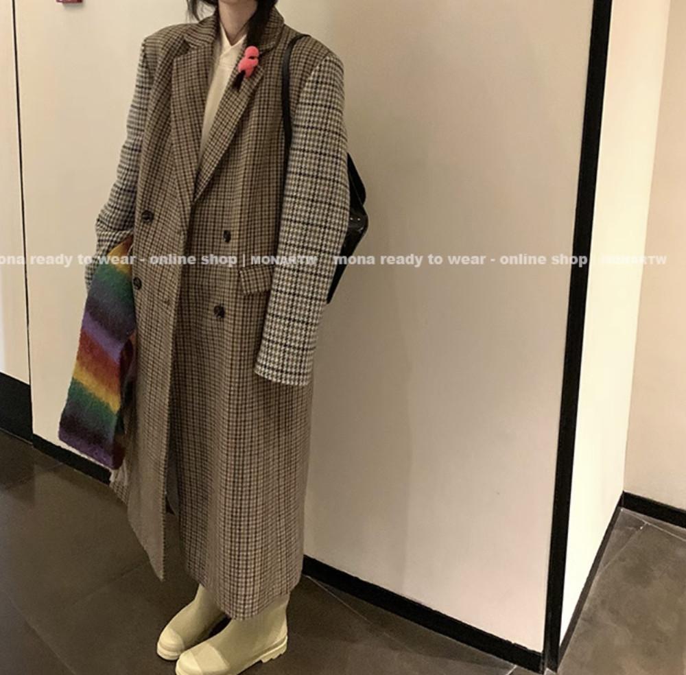 울 하운드투스 모직 코트