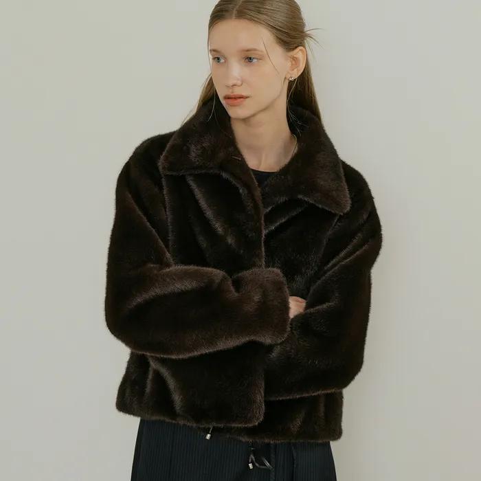 comos 1552 string fur jacket (deep brown)