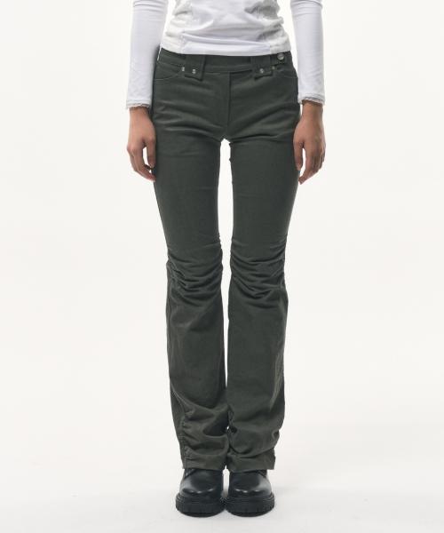 shirring boots cut pants (khaki)