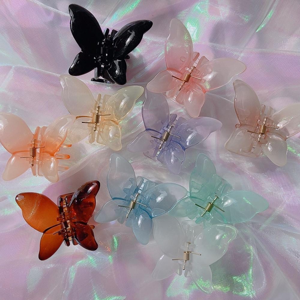 영롱 나비 투명 반묶음 단발머리 헤어 집게핀