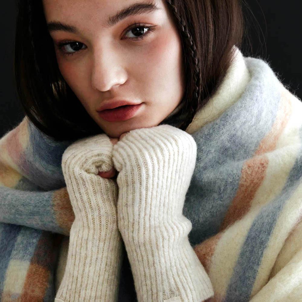 Flat Finger Less hand Warmer (Wool / 2Colors: Ivory, Pink)