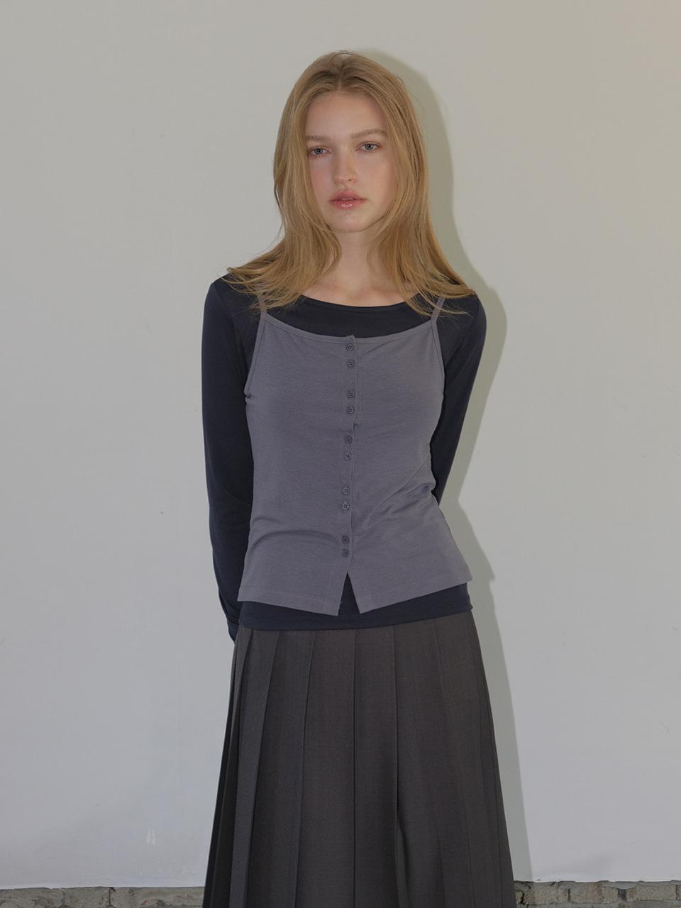 Cami Layered T-Shirt SET, Navy Grey