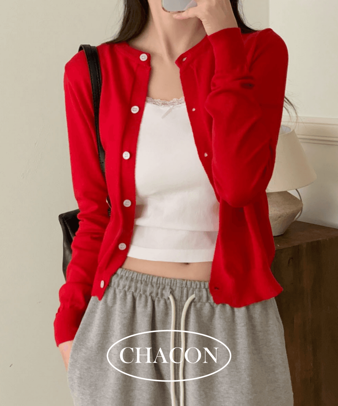 샤콘 [여리핏/1+1할인] 조이 데일리 라운드 니트 가디건 5color / 베이직 숏 라운드넥 긴팔 봄 간절기 하객룩