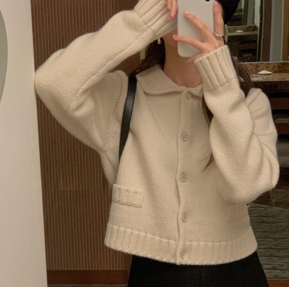 (쿠폰) 미엘 바빈 가디건 miel 울50 둥근카라 니트