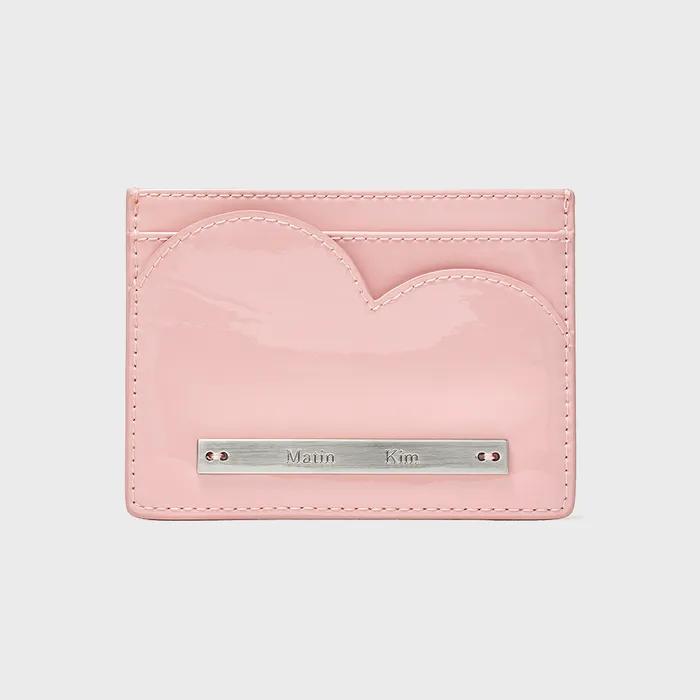 HEART WAVE ENAMEL CARD WALLET IN PINK