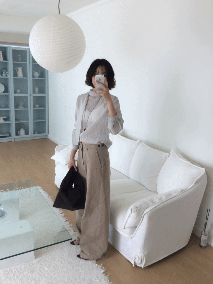 알라도 [당일출고/가을 하객룩] 시스루 타이 블라우스