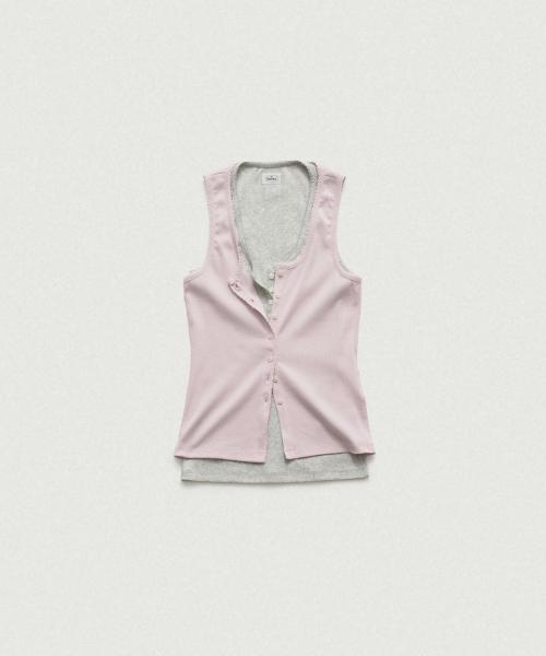 Clara Button Layer Tank Top_Light Pink