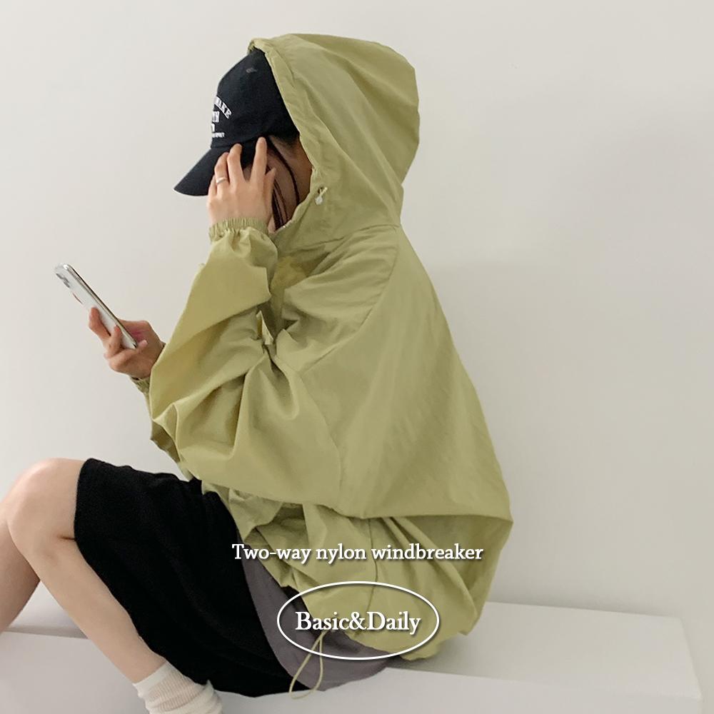 키키러브 [💙기획/4계절,살안타템] 시원하고 가벼운, 샌디 오버핏 썸머 나일론 스트링 후드 바람막이 자켓 윈드브레이커 - 8color