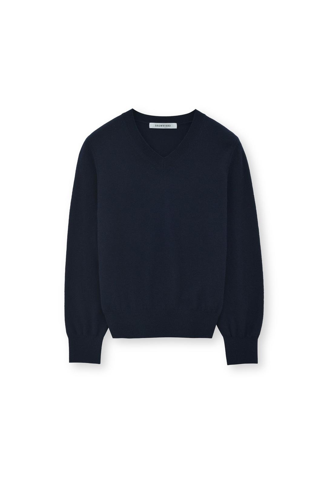 W Extra Super Fine V Neck Knit, Dark Navy