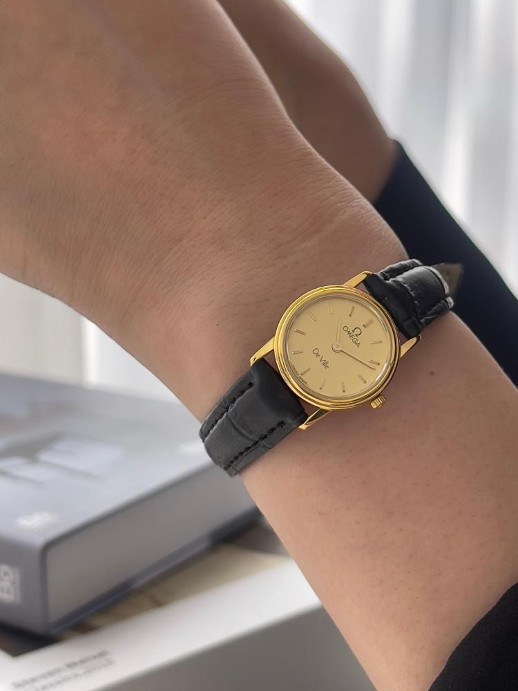 [중고] [O2][Omega] 깔끔한 원형 21mm 오메가 Ladies 드빌