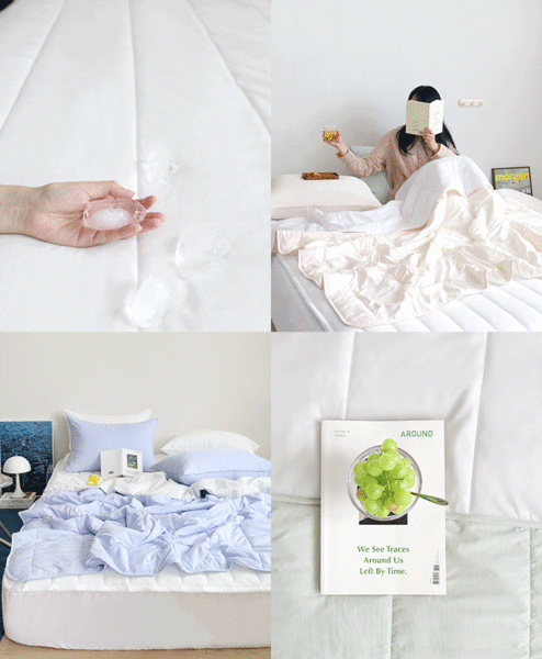 [쿨에이드 e] 누빔 여름이불 패드 세트(🧊듀라론 냉감🧊 알러지케어/ S,Q,K / 8colors)