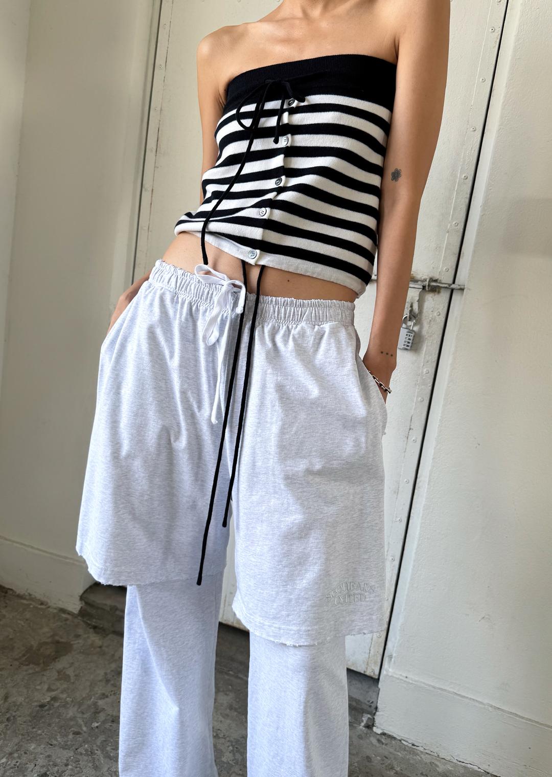 [5/28 Delivery] SHORTS LAYERED SWEATPANTS MELANGE GRAY
