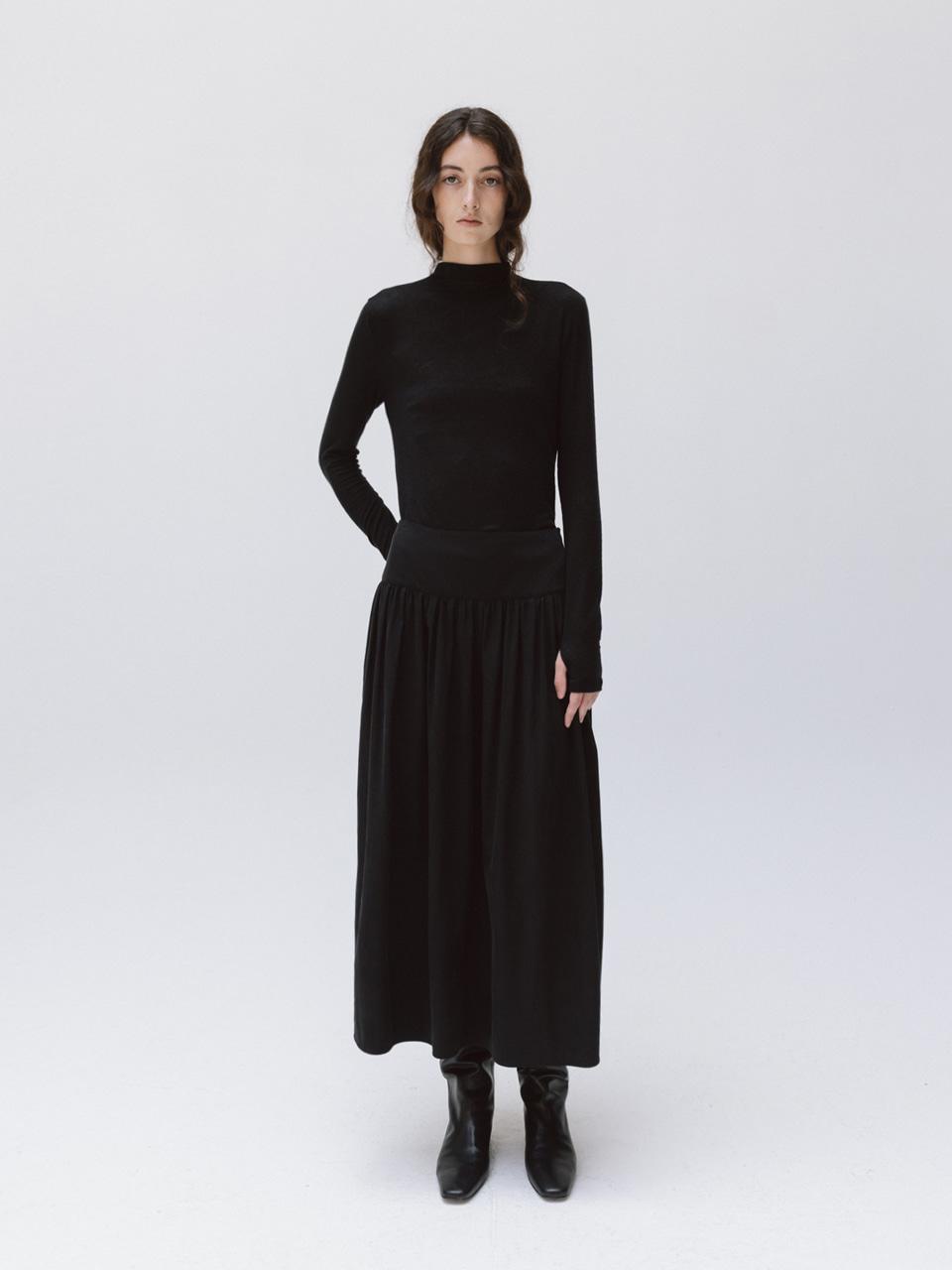 soft shirred skirt (black)