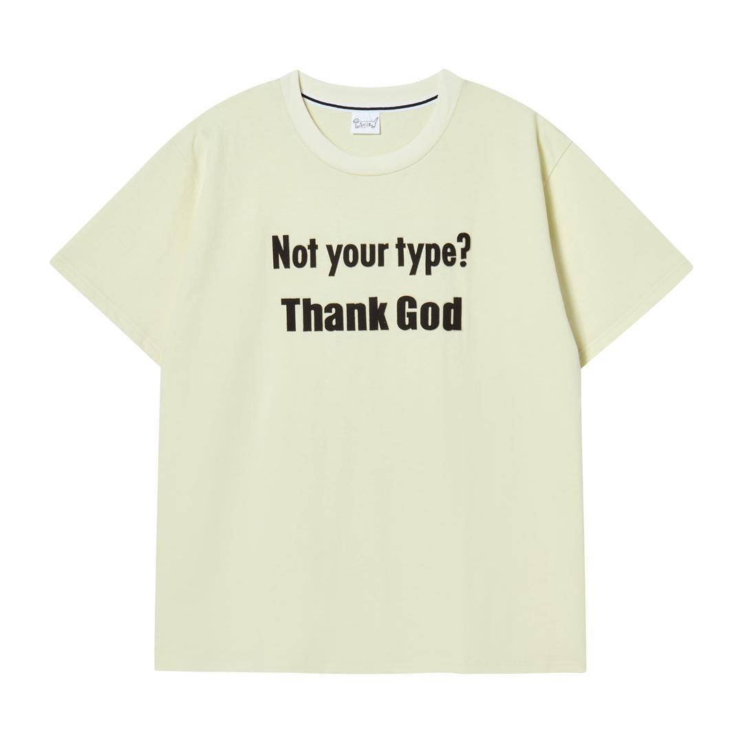 (Pre-order)Thank God Applique T-shirts (Light Yellow/White)
